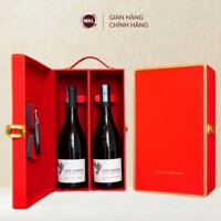 Set 2 chai rượu vang đỏ Úc Cape Barren Mclaren Vale Native Goose Shiraz 750ml nhập khẩu kèm hộp da đôi đỏ