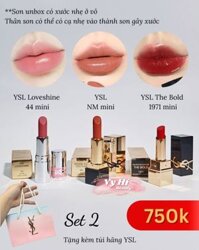 Set 2 - Combo 3 son YSL mini + túi giấy pastel