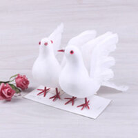 Set 2 con chim bồ câu giả trang trí đám cưới, decor trang trí tiểu cảnh