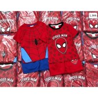 Sét 2 cotton cộc tay spiderman màu đỏ cho bé trai