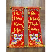 Set 2 Dải Câu Đối Trang Trí Tết 2025 Mẫu Câu Đối Cuộn May Mắn Kich Thước 27x 75 CM