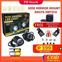 Set 2 Đèn Pha LED Mini Siêu Sáng 2 Màu Sắc Dành Cho Xe Hơi / Xe Máy