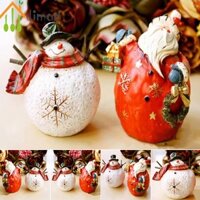 Set 2 đồ trang trí hình ông già noel/ người tuyết bằng nhựa resin màu sắc để bàn trang trí