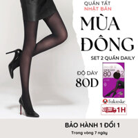(Set 2 đôi) Quần tất nữ Nhật Bản Fukuske Daily độ dày 80D giữ nhiệt giữ ẩm độ 12pHa bó form gọn chân dùng cho mùa Đông