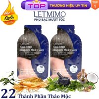 Set 2 Gói Gội là đen, màu nhuộm tóc LETMIMO Nâu đen_2N từ 22 thành phần thảo mộc, bestke nhập khẩu Hàn Quốc