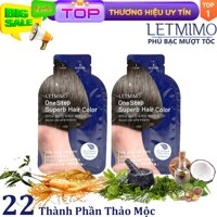 Set 2 Gói Màu nhuộm Phủ bạc LETMIMO Nâu tự nhiên_3N, dạng gội là đen, chiết xuất từ 22 loại thảo mộc giàu dưỡng chất