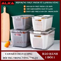 Set 2 hộp đựng thực phẩm tủ lạnh đa năng bảo quản rau củ quả tươi lâu, có lỗ thoát khí, rổ đựng thực phẩm (1,7L + 4,5L)