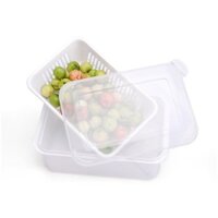 Set 2 Hộp khay đựng thực phẩm có rổ và nắp nhựa sử dụng đa năng
