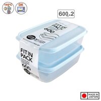 Set 2 hộp nhựa đựng thực phẩm Fitin Pack 600ml nắp dẻo nội địa Nhật Bản