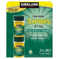 Set 2 hộp viên uống giảm đau Kirkland Signature Low Dose Aspirin 81mg 2 x 365 viên