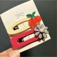 Sét 2 kẹp tóc hoa quả Có bán lẻ 1 cái ngẫu nhiên KAH136 ovan và chữn nhật - 136.9 Cherry