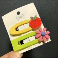 Sét 2 kẹp tóc hoa quả Có bán lẻ 1 cái ngẫu nhiên KAH136 ovan và chữn nhật - 136.1 Quả táo đỏ