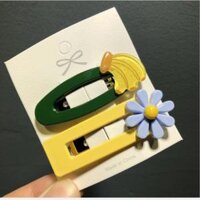 Sét 2 kẹp tóc hoa quả Có bán lẻ 1 cái ngẫu nhiên KAH136 ovan và chữn nhật - 136.4 Chuối