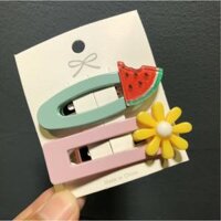 Sét 2 kẹp tóc hoa quả Có bán lẻ 1 cái ngẫu nhiên KAH136 ovan và chữn nhật - 136.2 Dưa hấu