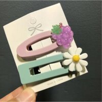 Sét 2 kẹp tóc hoa quả Có bán lẻ 1 cái ngẫu nhiên KAH136 ovan và chữn nhật - 136.7 Nho tím