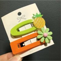 Sét 2 kẹp tóc hoa quả Có bán lẻ 1 cái ngẫu nhiên KAH136 ovan và chữn nhật - 136.6 Dứa