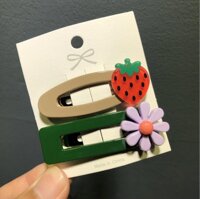Sét 2 kẹp tóc hoa quả mẫu mới KAH136 - 136.5 dâu tây