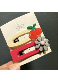 Sét 2 kẹp tóc hoa quả mẫu mới KAH136 - 136.9 cherry đỏ