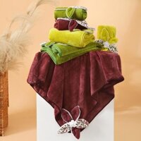 (Set 2) Khăn Váy Quây Tắm + Mũ Quấn Tóc Vải Cotton Mềm Mịn Thấm Hút Đính Hoa Siêu Xinh (GDVU)