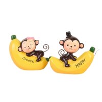 Set 2 Khỉ Ôm Chuối Trang Trí Bánh