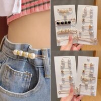 Set 2 kim băng ngọc trai, gim cài quần áo, thu nhỏ eo, khuy cài áo siêu hot, cá tính, dễ sử dụng - Đen