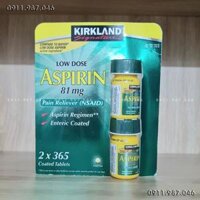 [Set 2 lọ] Viên uống Kirkland Aspirin 81mg giảm đau ngừa đột quỵ chính hãng (Mỹ) - PN44098