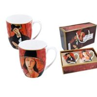 Set 2 ly sứ Carmani - A. Modigliani The woman in a hat and Mario Varvogli - 450ml (8215)