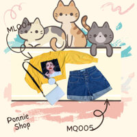 Set 2 Món Áo Len Croptop Cao Cấp In Hình Cô Gái Sành Điệu Hoạt Bát Cùng Quần Jeans Short Đùi Nữ - MS0405