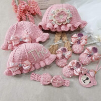 Set 2 món Mũ len cho bé gái có 2 bím tóc phong cách Hàn Quốc cute xinh xẻo từ sơ sinh - 2 tuổi