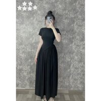 Set 2 món thun gân gồm áo tay ngắn vạt nhọn mix chân váy lưng thun co giãn