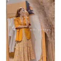 SET 2 MÓN: VÁY HOA 2 DÂY SUÔNG ĐUÔI CÁ KÈM KHOÁC CỔ VEST