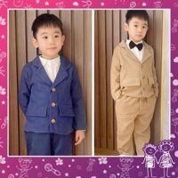 Set 2 món Vest bé trai gồm áo khoác kèm quần tây lưng chun chất nhung tex mềm mịn nhẹ cực đẹp MamLa