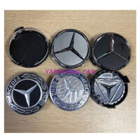 Sét 2 Nắp chụp trục bánh xe ốp chụp mâm logo Mercedes Benz chụp mâm vành bánh xe ô tô Mercedes Benz 75mm