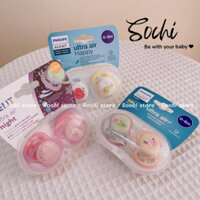 Set 2 núm ti giả Avent Ultra Air/Soft Chính Hãng đầu dẹt chỉnh nha mềm thông khí
