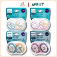 Set 2 núm ti giả Philips Avent Air Animals cho bé sơ sinh, ty giả silicon chỉnh nha thoáng khí