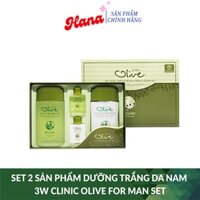 Set 2 Sản Phẩm Dưỡng Trắng  Da nam Tinh Chất Dầu  Olive 3W CLINIC Olive For Man Set 3W019 Hanabeauty