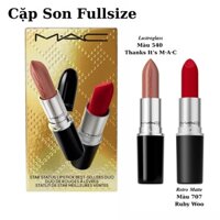 Set 2 Son M·A·C Star Status Lustreglass + Retro Matte Lipstick Holiday Set (Màu 540 Thanks It’s M·A·C & 707 Ruby Woo)