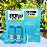 Set 2 SP xịt thơm miệng Listerin Cool Mint Pocket Mist 2 x 7.7ml/ Miếng ngậm thơm miệng Listerine 3 vỉ x 24 miếng,nhậpMỹ