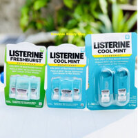 Set 2 SP xịt thơm miệng Listerin Cool Mint Pocket Mist 2 x 7.7ml/ Miếng ngậm thơm miệng Listerine 3 vỉ x 24 miếng,nhậpMỹ