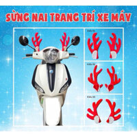 SÉT 2 SỪNG NAI / SỪNG TUẦN LỘC / SỪNG HƯƠU NHUNG VÀ MŨI ĐỎ TRANG TRÍ XE MÁY / XE HƠI , Ô TÔ DỊP NOEL GIÁNG SINH ẢNH THẬT