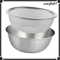 Set 2 Tô Inox 304 Đựng Thức Ăn Kèm Rổ Trộn Tiện Dụng