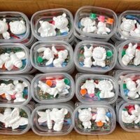 Set 2 Tô tượng thạch cao MINI hộp nhựa kèm màu cho bé