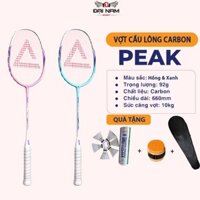 Set 2 Vợt Cầu Lông Căng Sẵn 10kg YL800 Khung Carbon Chính Hãng Peak + Tặng Ống Cầu,Cuốn Cán Và Túi Đựng
