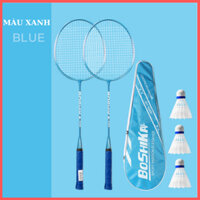 Set 2 vợt cầu lông giá rẻ Boshika, bền đẹp, chất liệu hợp kim, tặng kèm cầu và bao đựng