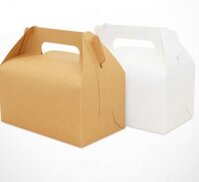 Set 20 Chiếc Hộp Giấy Kraft Đựng Bánh Có Tay Cầm Cupcake Mousse Giấy Bìa Cứng