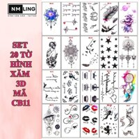 SET 20 Hình Xăm Dán Mini,  Chống Thấm Nước 20 ngày, KT (6X12CM 1 Tấm), MÃ CB-11