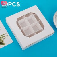 Set 20 Hộp Rỗng Đựng Kẹo / Socola / Bánh Chia Ngăn Màu Trắng Ngọt Ngào Kèm Tấm Chèn Cửa Sổ Trong Suốt