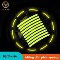 Set 20 miếng dán vành bánh xe phản quang trang trí ô tô