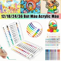 Set 24 / 36 Bút Màu Acrylic Marker Màu Chống Thấm Nước Nhanh Khô Chuyên Dụng Vẽ Tranh Nghệ Thuật Bút Sơn Acrylic Marker Cao Cấp Tô Màu DIY Vẽ Giày Vải Chai Lọ