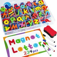 Set 244 nam châm gắn tủ lạnh hình chữ số ABC bằng xốp đồ chơi giáo dục tiện lợi